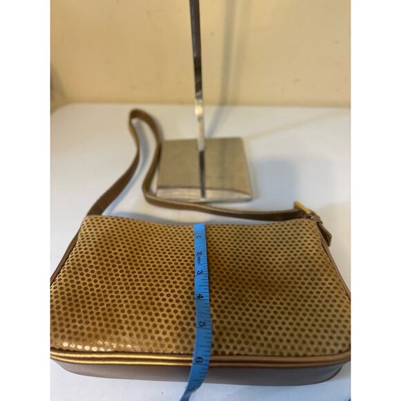 VTG Genuine Leather Shoulder Bag Baguette Textured Boho Y2K - Picture 9 of 13